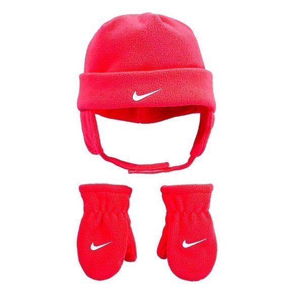 Nike Other - Nike Arctic Fleece Infant Winter Mittens + Hat Set